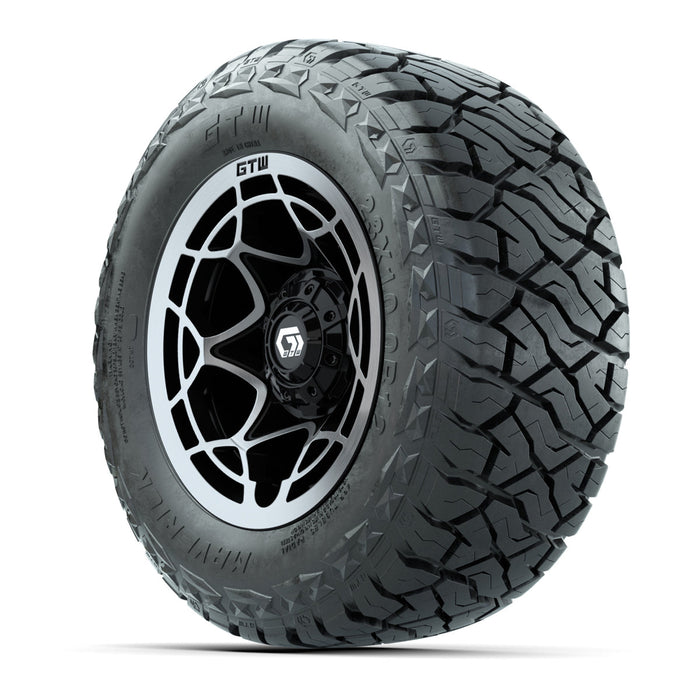 GTW 12' Nexus Wheels Black/Machined and Maverick 23x10.00-R12 All Terrain Tires Combo Set of 4