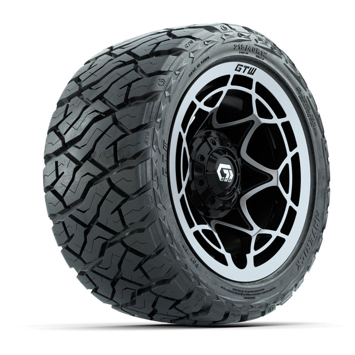 GTW 12' Nexus Wheels Gloss Black/Silver and Maverick 215/40-R12 Low Profile All Terrain Tires Combo Set of 4