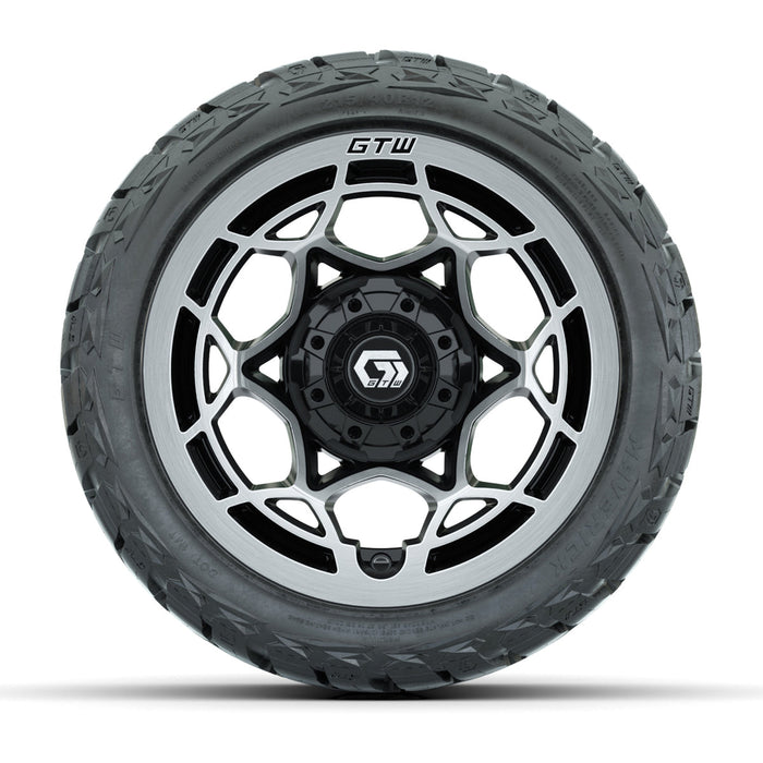 GTW 12' Nexus Wheels Gloss Black/Silver and Maverick 215/40-R12 Low Profile All Terrain Tires Combo Set of 4