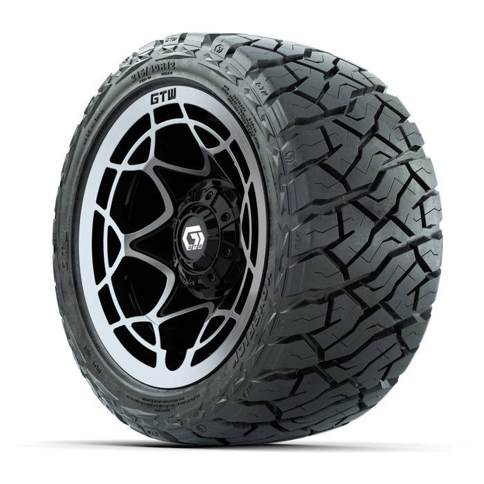 GTW 12' Nexus Wheels Gloss Black/Silver and Maverick 215/40-R12 Low Profile All Terrain Tires Combo Set of 4