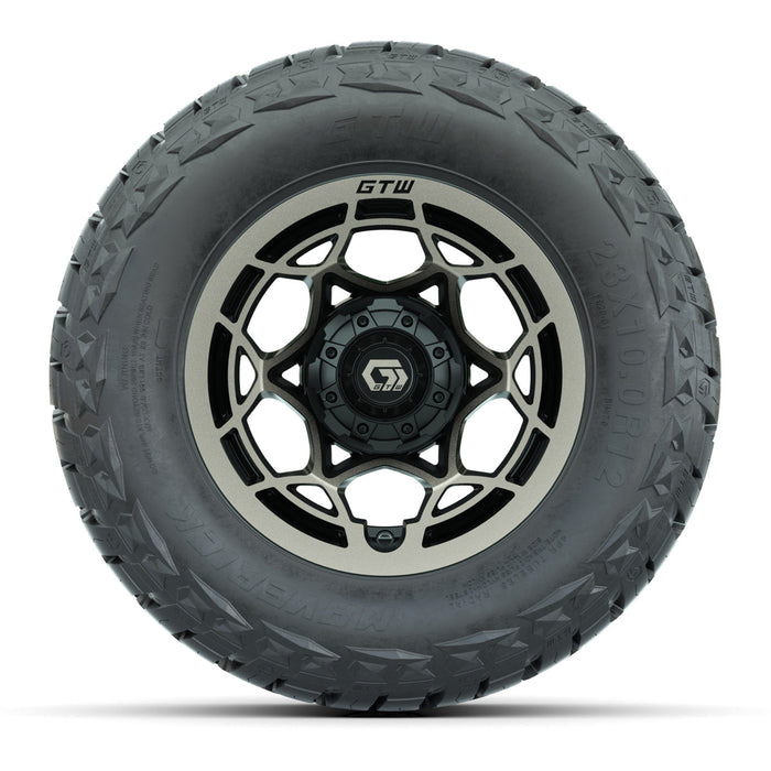 GTW 12' Nexus Wheels Black/Bronze and Maverick 23x10.00-R12 All Terrain Tires Combo Set of 4