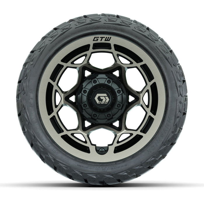 GTW 12' Nexus Wheels Gloss Black/Bronze and Maverick 215/40-R12 Low Profile All Terrain Tires Combo Set of 4