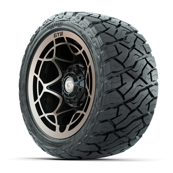 GTW 12' Nexus Wheels Gloss Black/Bronze and Maverick 215/40-R12 Low Profile All Terrain Tires Combo Set of 4