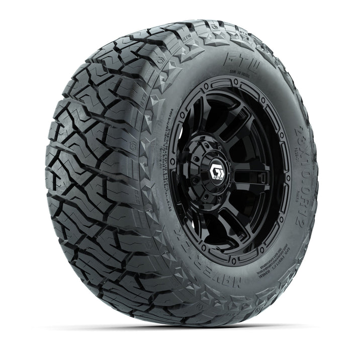 GTW 12' Shogun Wheels Black and Maverick 215/40-R12 Low Profile All Terrain Tires Combo Set of 4