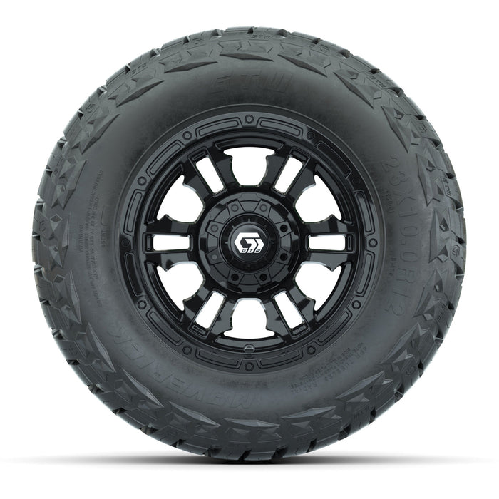 GTW 12' Shogun Wheels Black and Maverick 215/40-R12 Low Profile All Terrain Tires Combo Set of 4