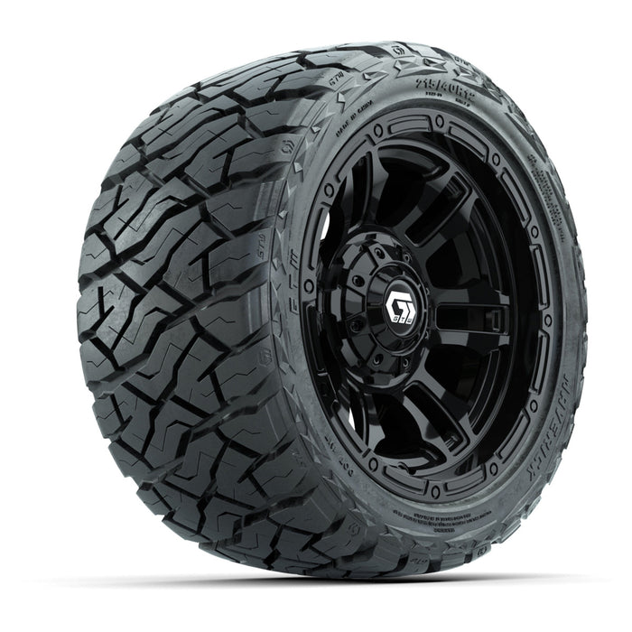 GTW 12' Shogun Wheels Gloss Black and Maverick 215/40-R12 Low Profile All Terrain Tires Combo Set of 4