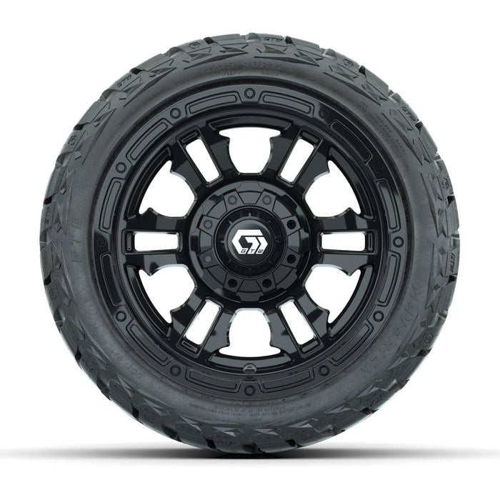 GTW 12' Shogun Wheels Gloss Black and Maverick 215/40-R12 Low Profile All Terrain Tires Combo Set of 4