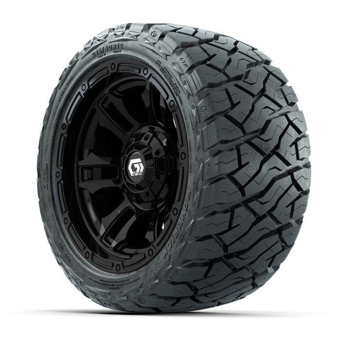 GTW 12' Shogun Wheels Gloss Black and Maverick 215/40-R12 Low Profile All Terrain Tires Combo Set of 4
