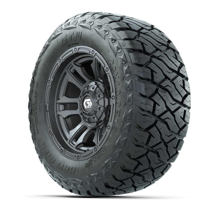 GTW 12' Shogun Wheels Gloss Gunmetal and Maverick Low Profile & All Terrain Tires Combo Set of 4
