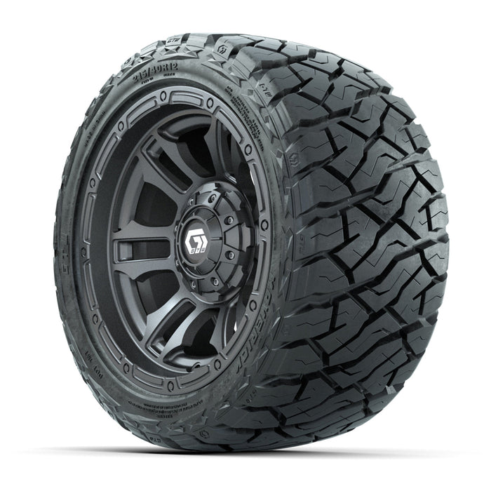 GTW 12' Shogun Wheels Gloss Gunmetal and Maverick Low Profile & All Terrain Tires Combo Set of 4