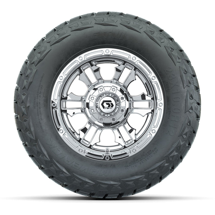 GTW 12' Shogun Wheels Chrome and Maverick Low Profile & All Terrain Tires Combo Set of 4