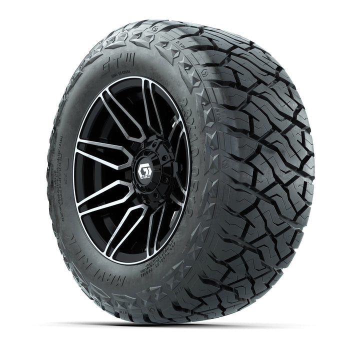 GTW 12' Stealth Wheels Machined Black and Maverick 23x10.00-R12 All Terrain Tires Combo Set of 4