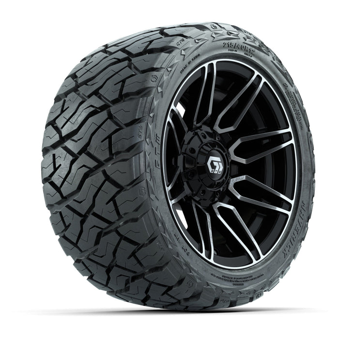 GTW 12' Stealth Wheels Gloss Machined Black and Maverick 215/40-R12 Low Profile All Terrain Tires Combo Set of 4
