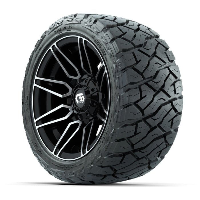 GTW 12' Stealth Wheels Gloss Machined Black and Maverick 215/40-R12 Low Profile All Terrain Tires Combo Set of 4