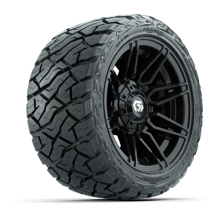 GTW 12' Stealth Wheels Gloss Black and Maverick Low Profile & All Terrain Tires Combo Set of 4