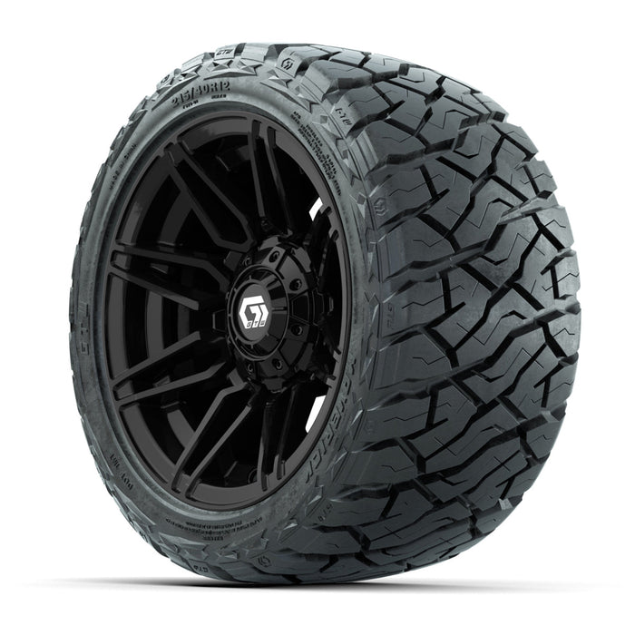 GTW 12' Stealth Wheels Gloss Black and Maverick Low Profile & All Terrain Tires Combo Set of 4