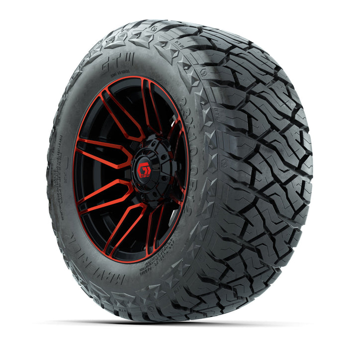 GTW 12' Stealth Wheels Gloss Black/Red and Maverick Low Profile & All Terrain Tires Combo Set of 4