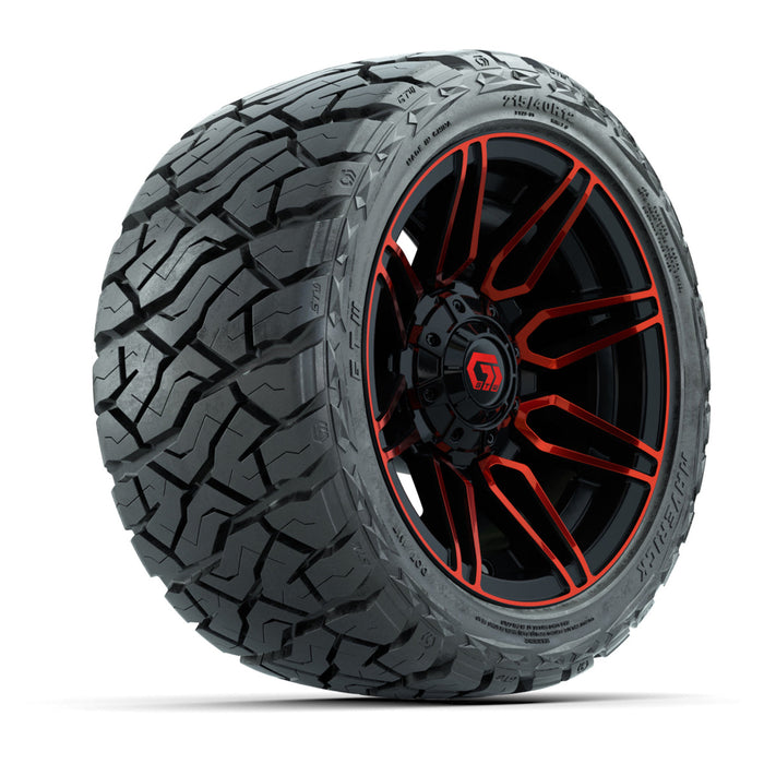 GTW 12' Stealth Wheels Gloss Black/Red and Maverick Low Profile & All Terrain Tires Combo Set of 4
