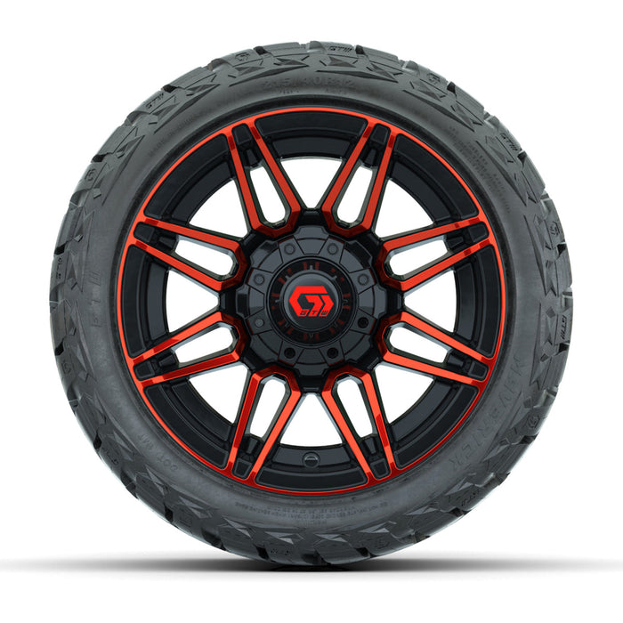 GTW 12' Stealth Wheels Gloss Black/Red and Maverick Low Profile & All Terrain Tires Combo Set of 4