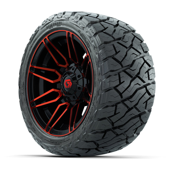 GTW 12' Stealth Wheels Gloss Black/Red and Maverick Low Profile & All Terrain Tires Combo Set of 4
