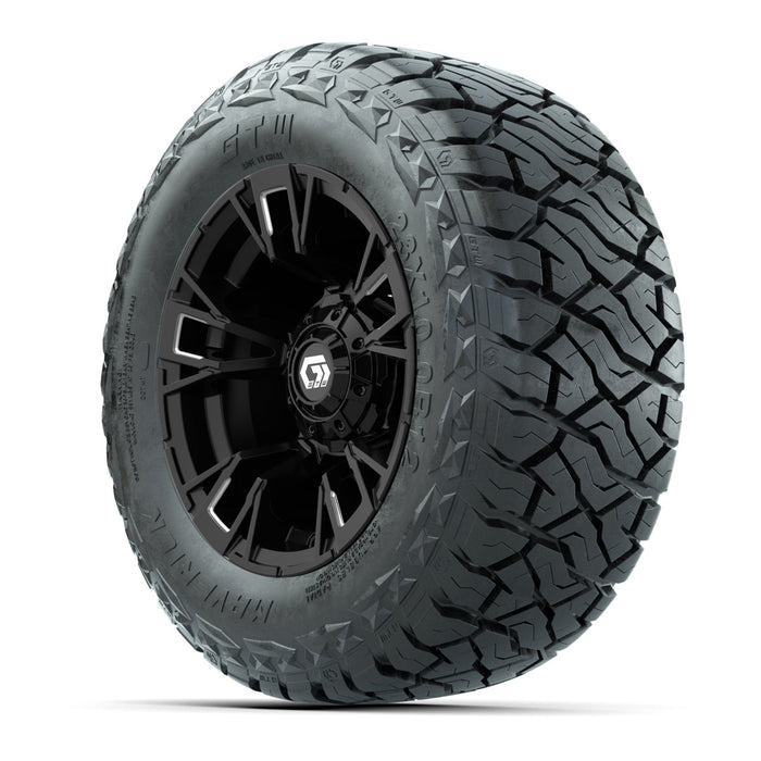 GTW 12' Vandal Wheels Satin Machined Black and Maverick Low Profile & All Terrain Tires Combo Set of 4