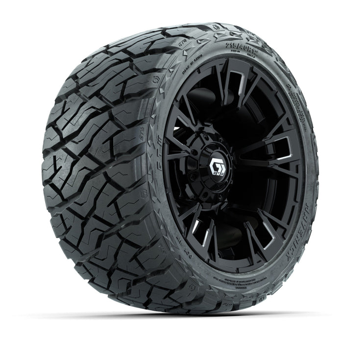 GTW 12' Vandal Wheels Satin Machined Black and Maverick Low Profile & All Terrain Tires Combo Set of 4