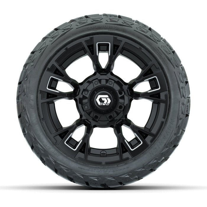 GTW 12' Vandal Wheels Satin Machined Black and Maverick Low Profile & All Terrain Tires Combo Set of 4