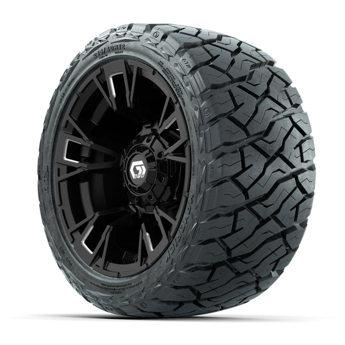 GTW 12' Vandal Wheels Satin Machined Black and Maverick Low Profile & All Terrain Tires Combo Set of 4