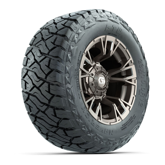 GTW 12' Vandal Wheels Satin Machined Bronze and Maverick Low Profile & All Terrain Tires Combo Set of 4