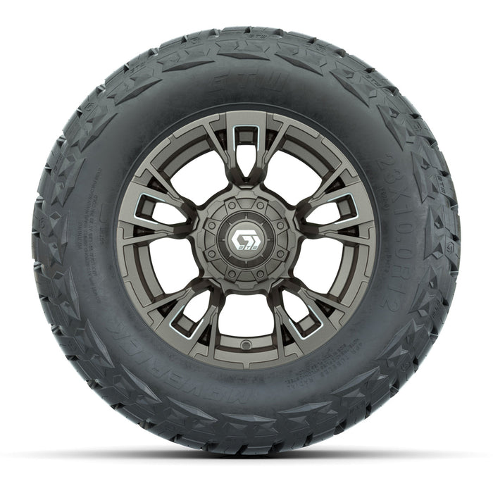 GTW 12' Vandal Wheels Satin Machined Bronze and Maverick Low Profile & All Terrain Tires Combo Set of 4