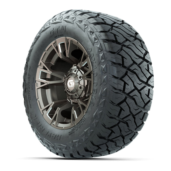 GTW 12' Vandal Wheels Satin Machined Bronze and Maverick Low Profile & All Terrain Tires Combo Set of 4