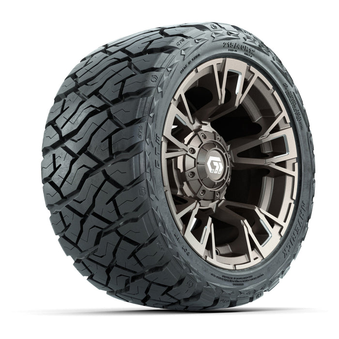 GTW 12' Vandal Wheels Satin Machined Bronze and Maverick Low Profile & All Terrain Tires Combo Set of 4