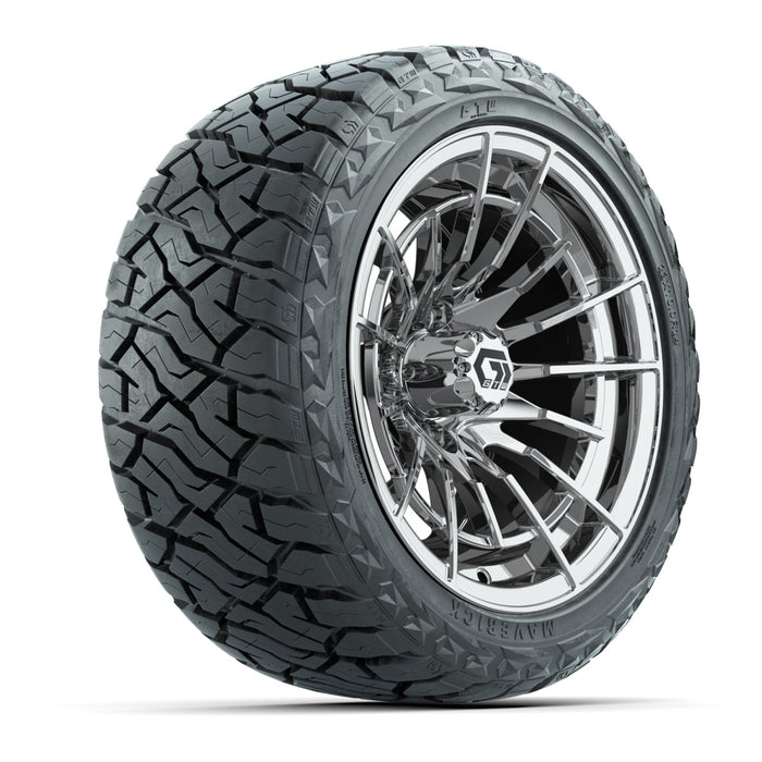GTW 14' Boost Wheels Chrome and Maverick Low Profile & All Terrain Tires Combo Set of 4