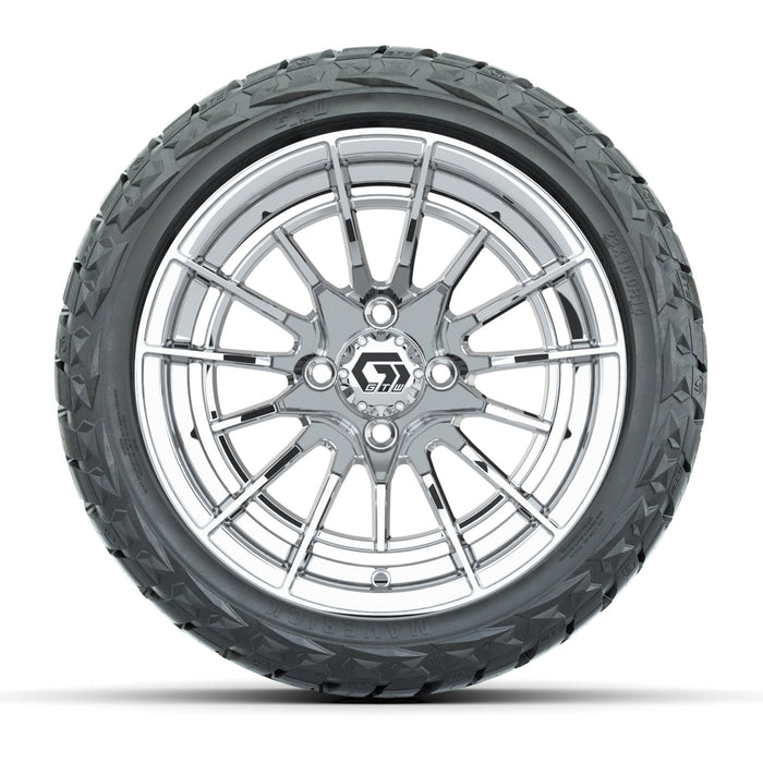 GTW 14' Boost Wheels Chrome and Maverick Low Profile & All Terrain Tires Combo Set of 4