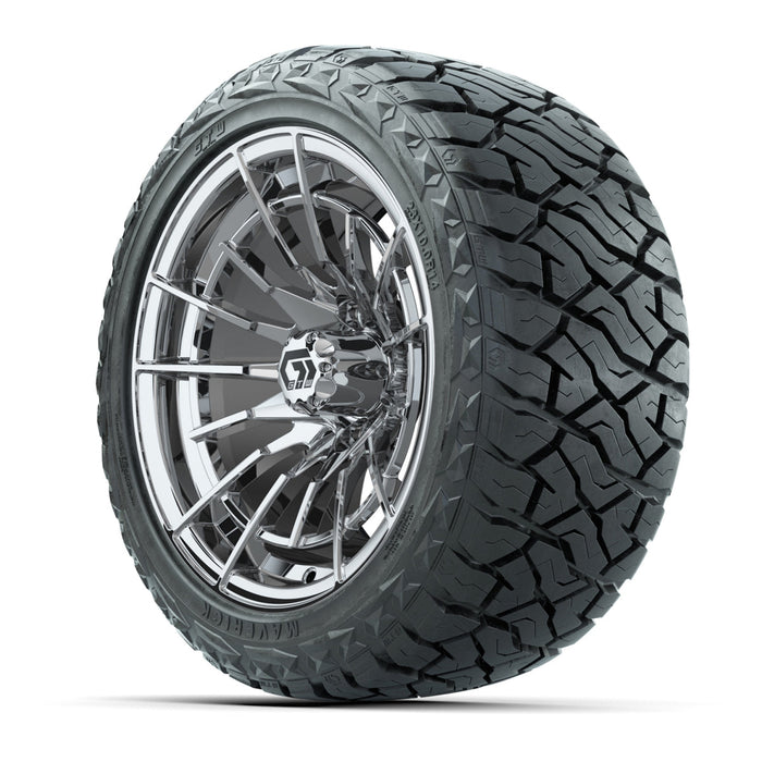 GTW 14' Boost Wheels Chrome and Maverick Low Profile & All Terrain Tires Combo Set of 4