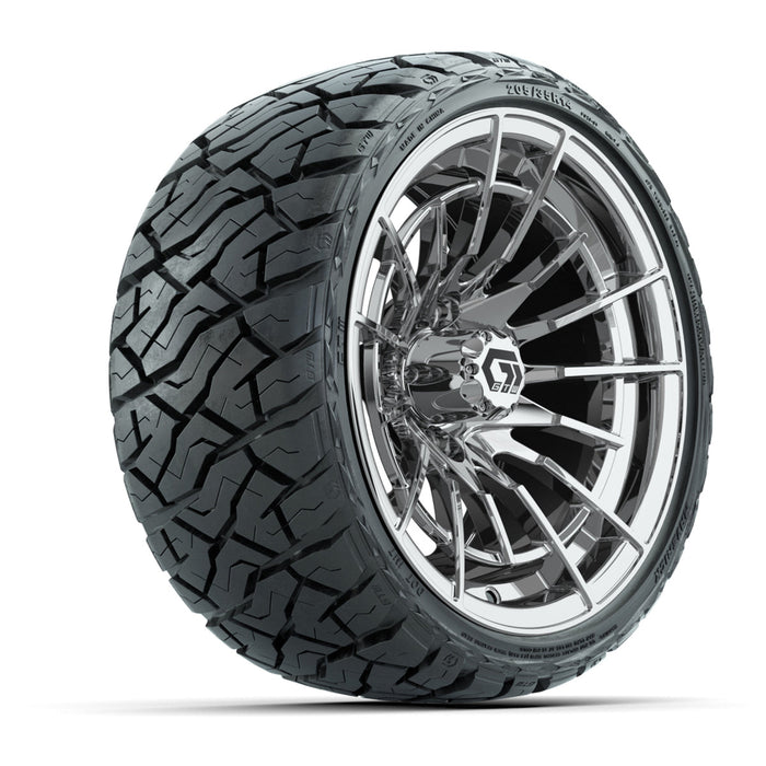GTW 14' Boost Wheels Chrome and Maverick Low Profile & All Terrain Tires Combo Set of 4