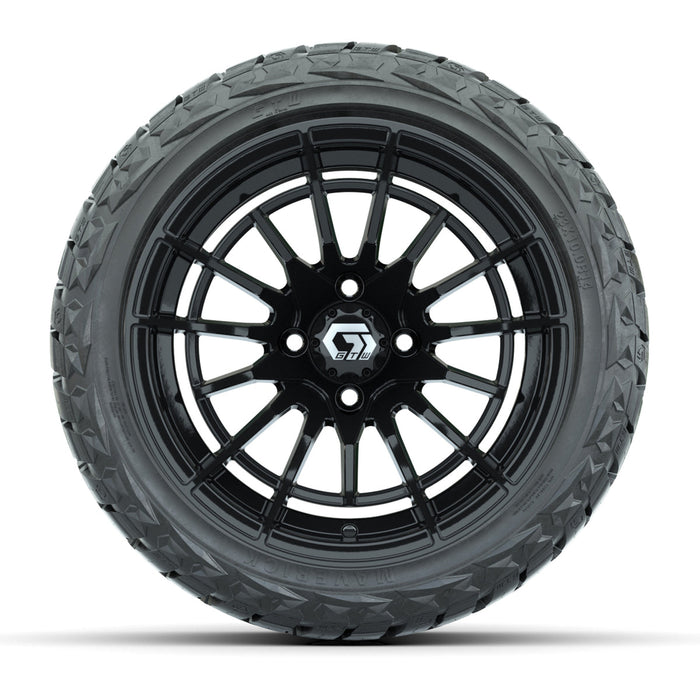 GTW 14' Boost Wheels Gloss Black and Maverick Low Profile & All Terrain Tires Combo Set of 4