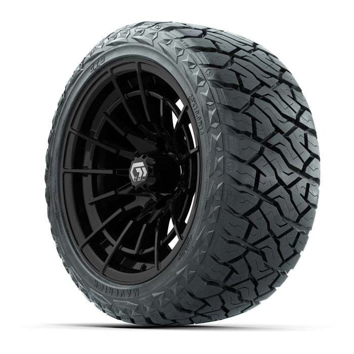 GTW 14' Boost Wheels Gloss Black and Maverick Low Profile & All Terrain Tires Combo Set of 4