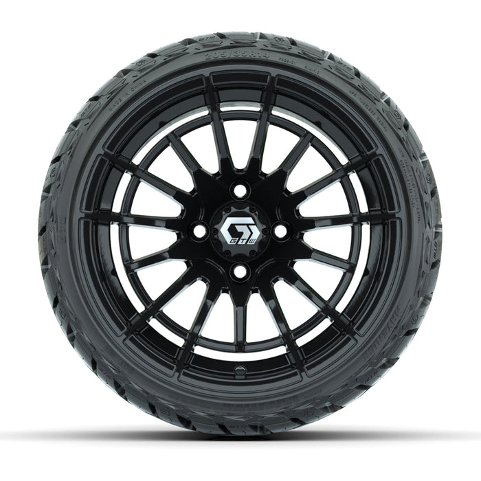 GTW 14' Boost Wheels Gloss Black and Maverick Low Profile & All Terrain Tires Combo Set of 4
