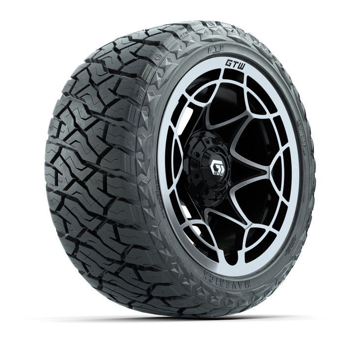GTW 14' Nexus Wheels Gloss Black and Maverick 23x10.00-R14 All Terrain Tires Set of 4