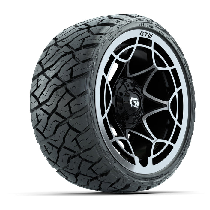 GTW 14' Nexus Wheels Gloss Black/Silver and Maverick 205/35-R14 Low Profile All Terrain Tires Set of 4