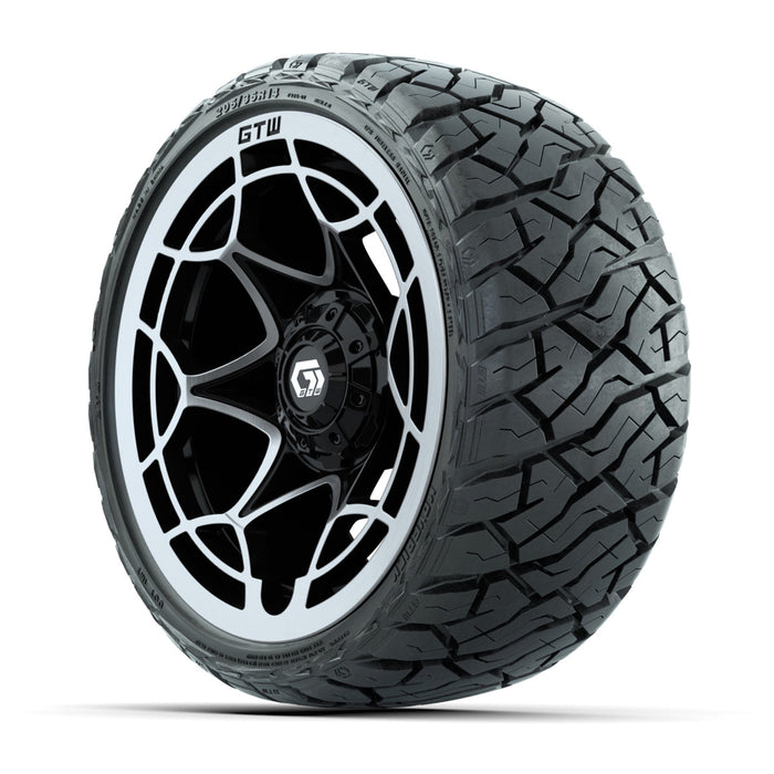 GTW 14' Nexus Wheels Gloss Black/Silver and Maverick 205/35-R14 Low Profile All Terrain Tires Set of 4