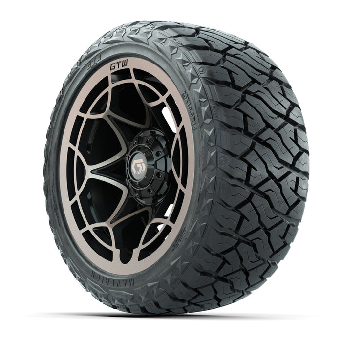 GTW 14' Nexus Wheels Gloss Black/Satin Bronze and Maverick 23x10.00-R14 All Terrain Tires Set of 4