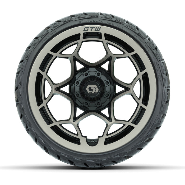 GTW 14' Nexus Wheels Gloss Black/Bronze and Maverick 205/35-R14 Low Profile All Terrain Tires Set of 4