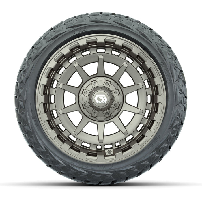 GTW 14' Barricade Wheels Satin Bronze and Maverick Low Profile & All Terrain Tires Combo Set of 4