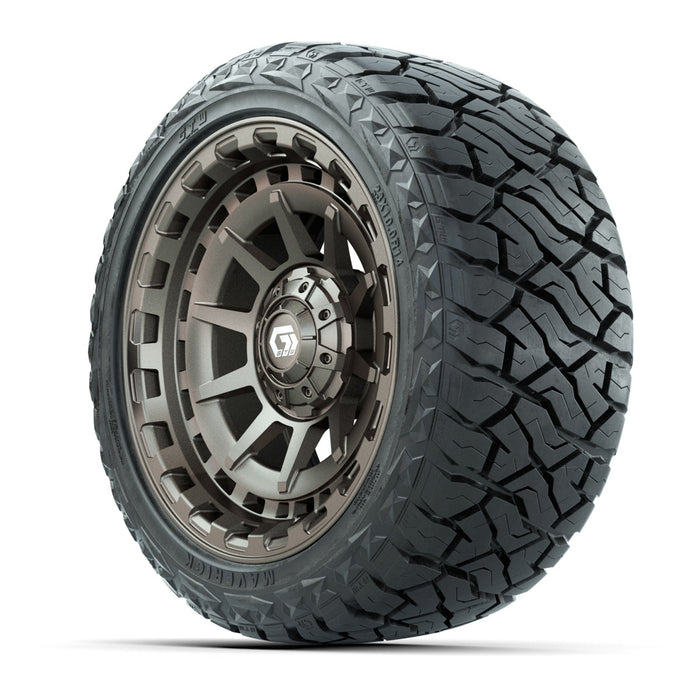 GTW 14' Barricade Wheels Satin Bronze and Maverick Low Profile & All Terrain Tires Combo Set of 4