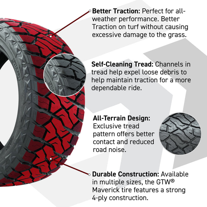 GTW 14' Stellar Wheels Chrome and Maverick Low Profile & All Terrain Tires Combo Set of 4