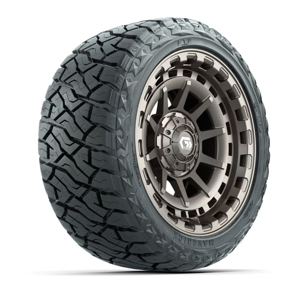 GTW 14' Barricade Wheels Satin Bronze and Maverick Low Profile & All Terrain Tires Combo Set of 4
