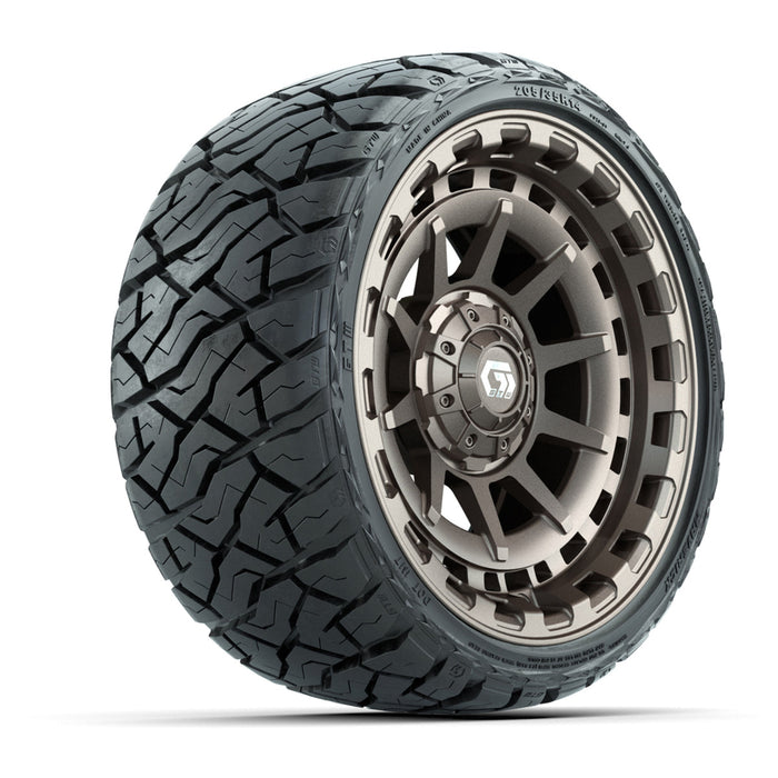 GTW 14' Barricade Wheels Satin Bronze and Maverick Low Profile & All Terrain Tires Combo Set of 4