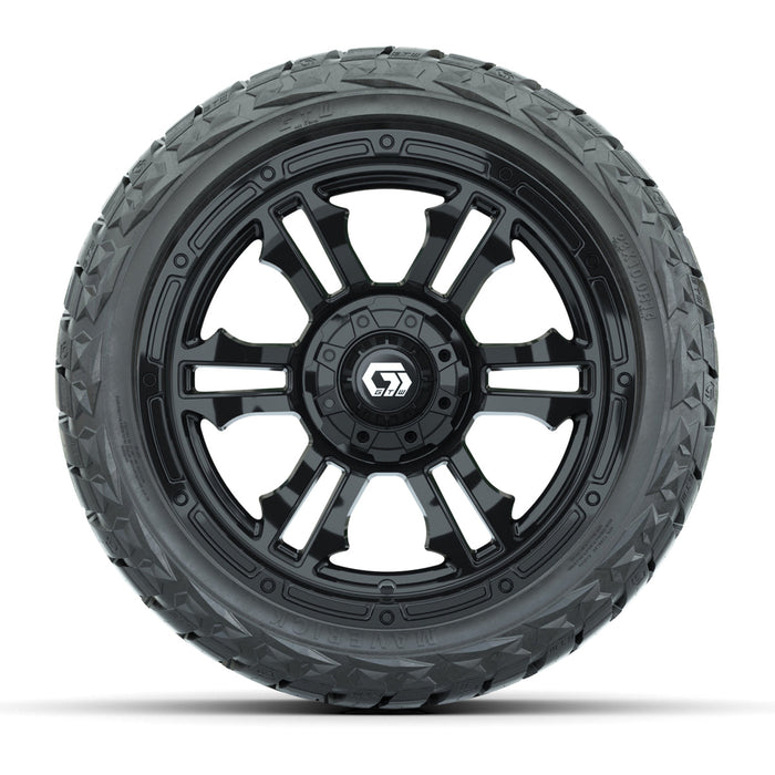 GTW 14' Shogun Wheels Gloss Black and Maverick Low Profile & All Terrain Tires Combo Set of 4